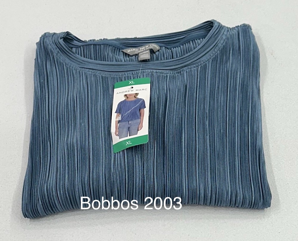 Marc New York Women's Short Sleeve Blouse, Light Blue, Size XL