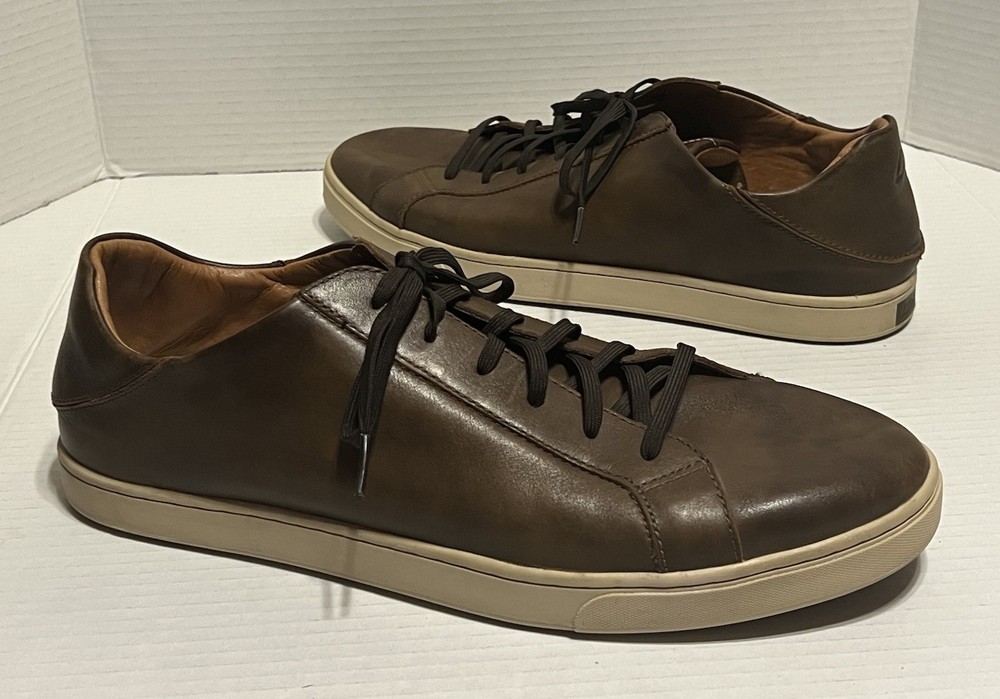 Olukai Kahu Pahaha Lace Up Trainers Sneakers Men’s Size 13 Brown Leather Shoes