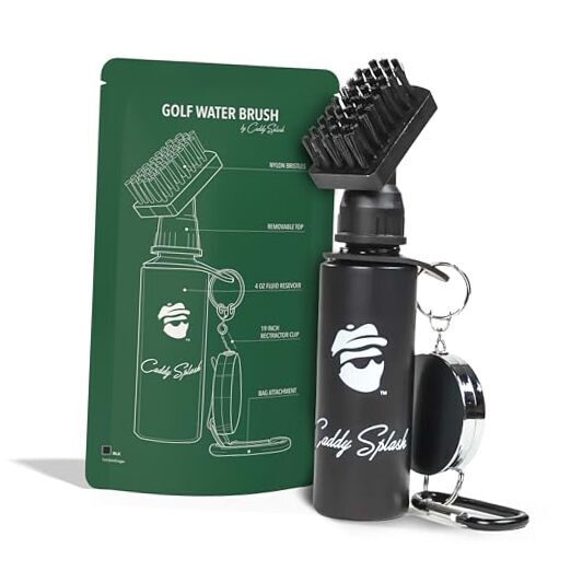 Heavy Duty Golf Club Brush Cleaner with Retractable Clip and Water Squeeze Feature