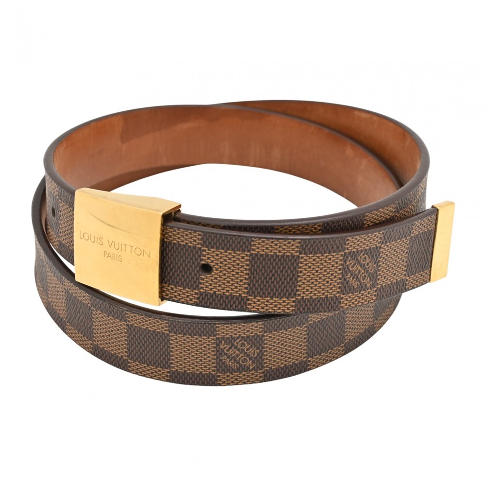 Auth LOUIS VUITTON Damier Ceinture Carre Belt Gold Hardware lv7719cc