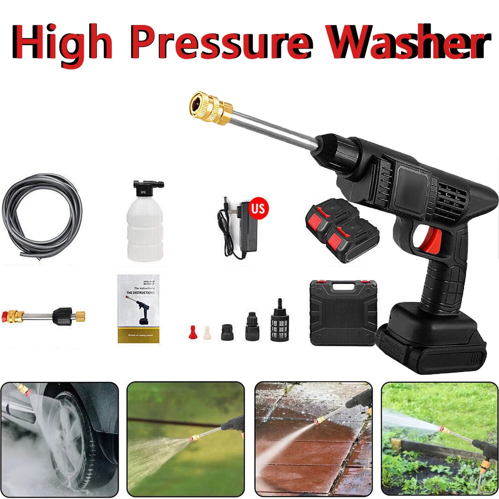 Portable Cordless Electric High Pressure Water Spray Gun Car Washer Cleaner Tool