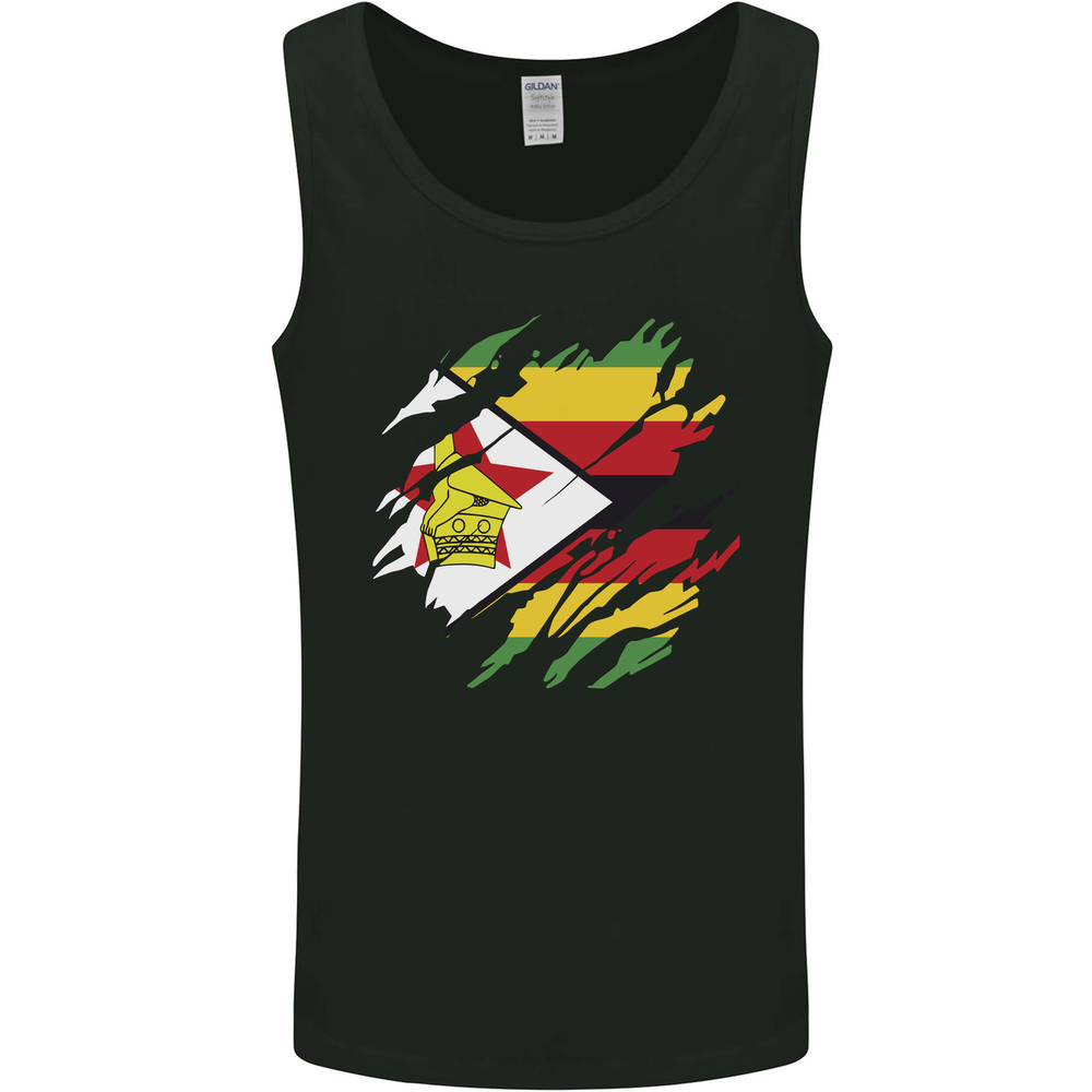 Torn Zimbabwe Flag Zimbabwean Day Football Mens Vest Tank Top