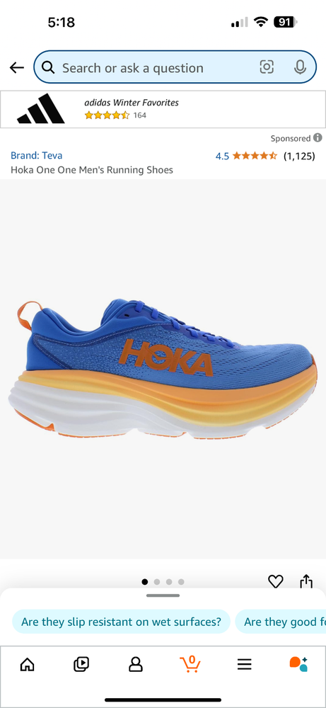 mens hoka one one running shoe size 10.5