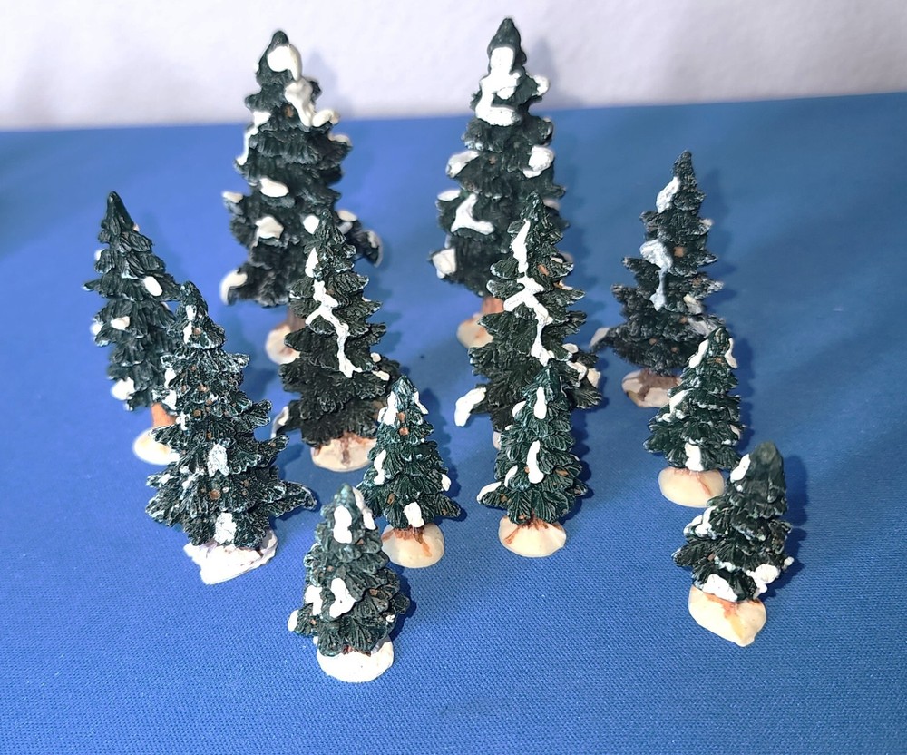 12 Lemax Pine Tree Snow Village Decorations for Winter Christmas Display