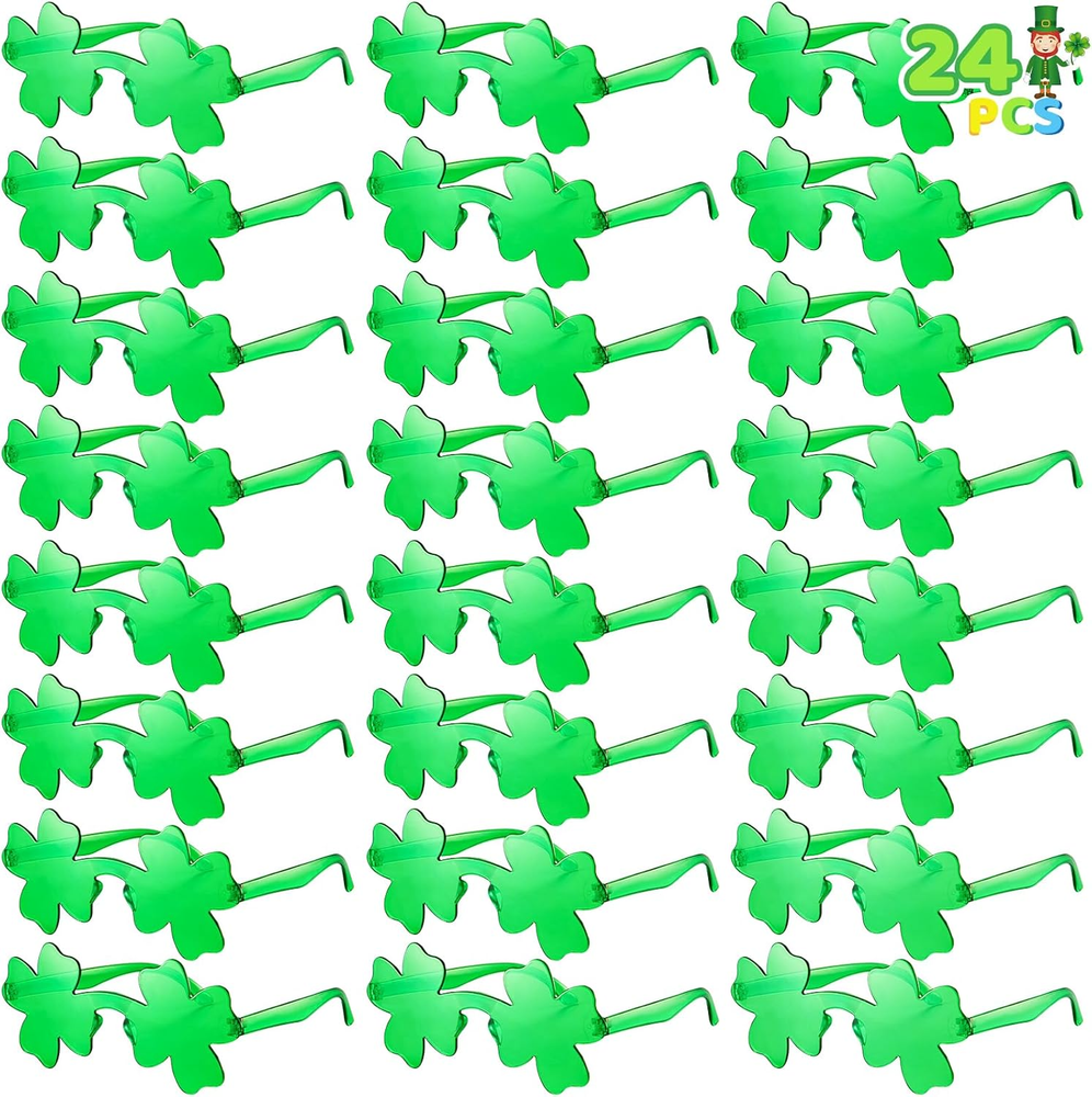 24 Pairs St Patrick's Day Shamrock Sunglasses for Kids in Green