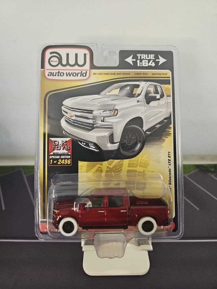 2022 Auto World Ultra Red Chase 2019 Chevrolet Silverado LTZ Z71 Truck Toy