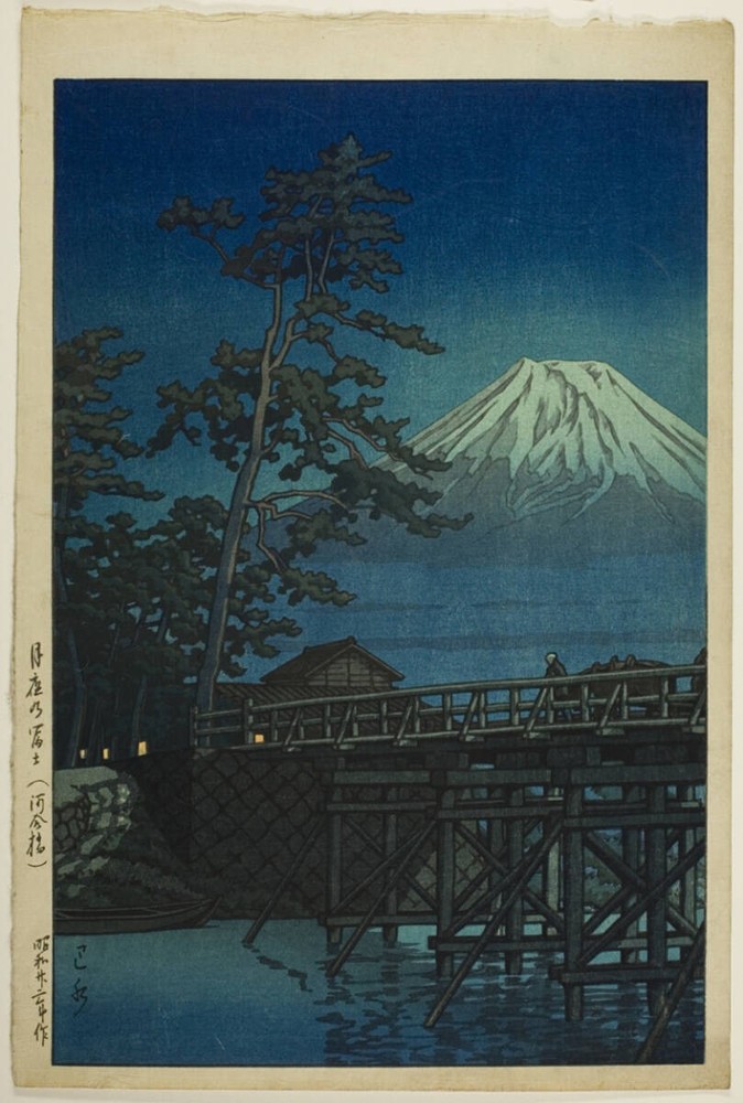 Y0129 Hasui Kawase Tsukiyano Fuji Kawai Bridge art framed in woodblock print pri