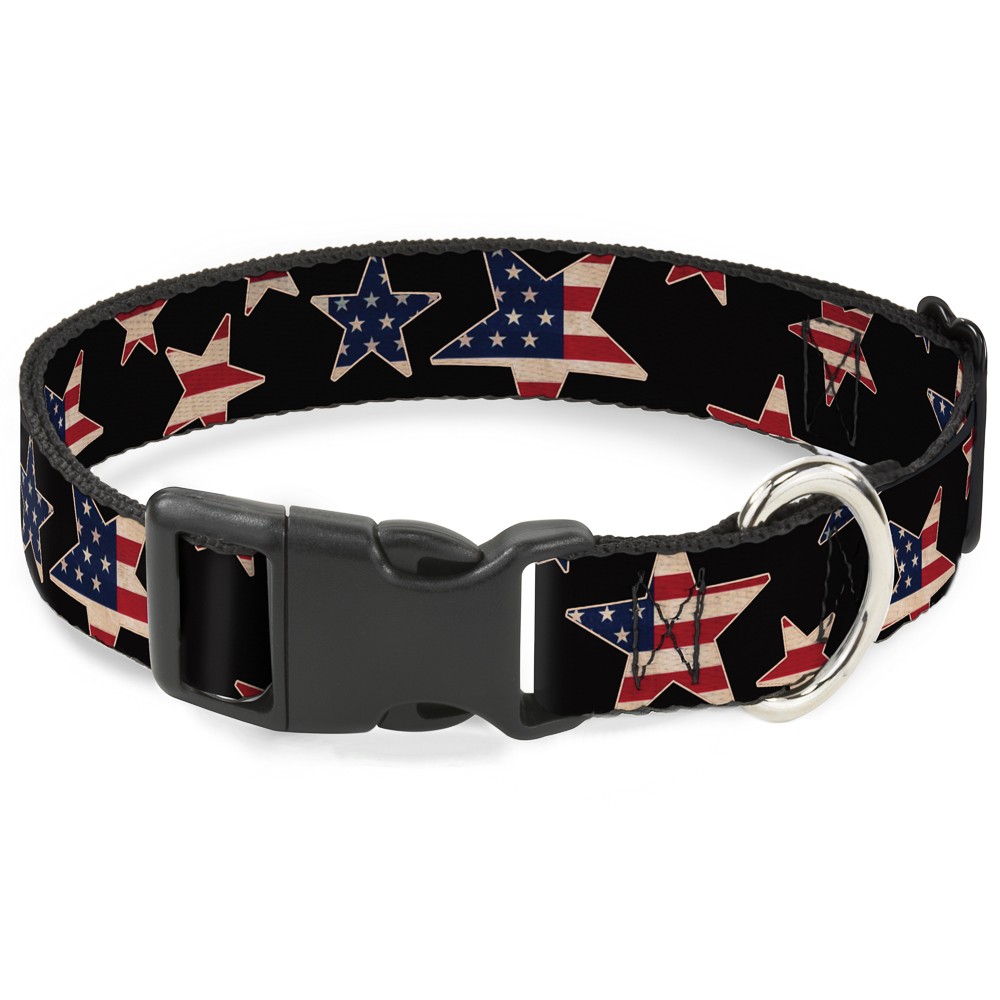 Plastic Clip Collar Americana Stars & Flags Black/Red/White/Blue WIDE-Large 20-3