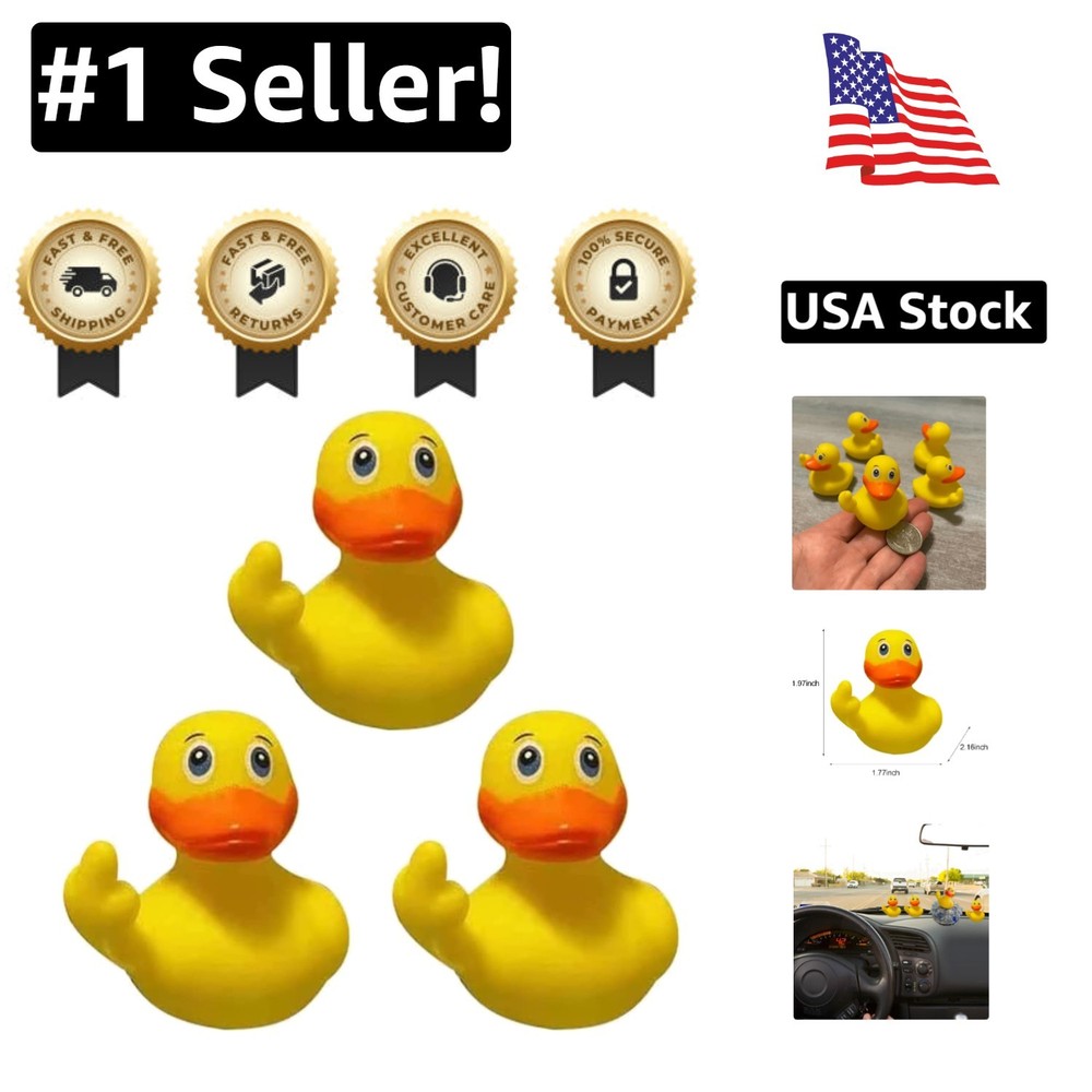 3pcs Middle Finger Rubber Duckies - Hilarious Dashboard Decor Toy