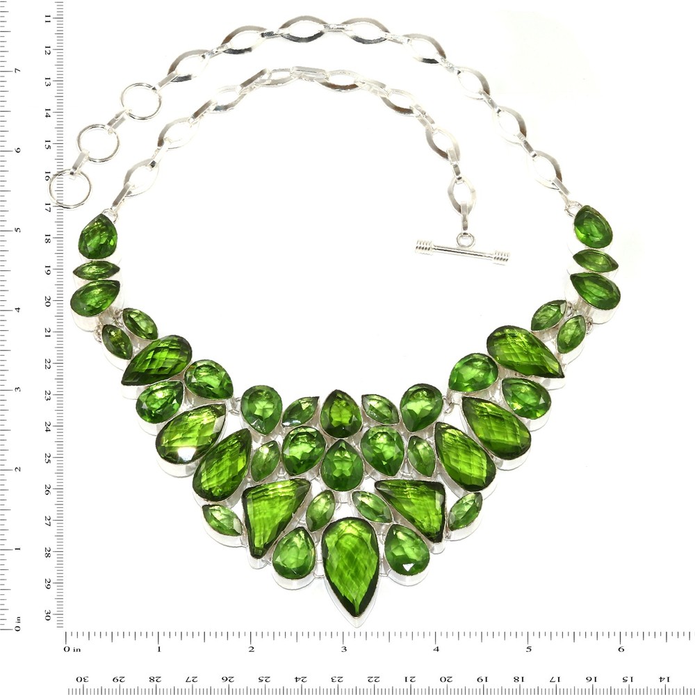 Peridot Quartz Ethnic Jewelry Necklace 16-18 Inch Gemstone Beaded