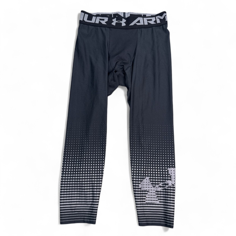 Under Armour Men's Medium Black Gray Cropped Compression Athletic Pants