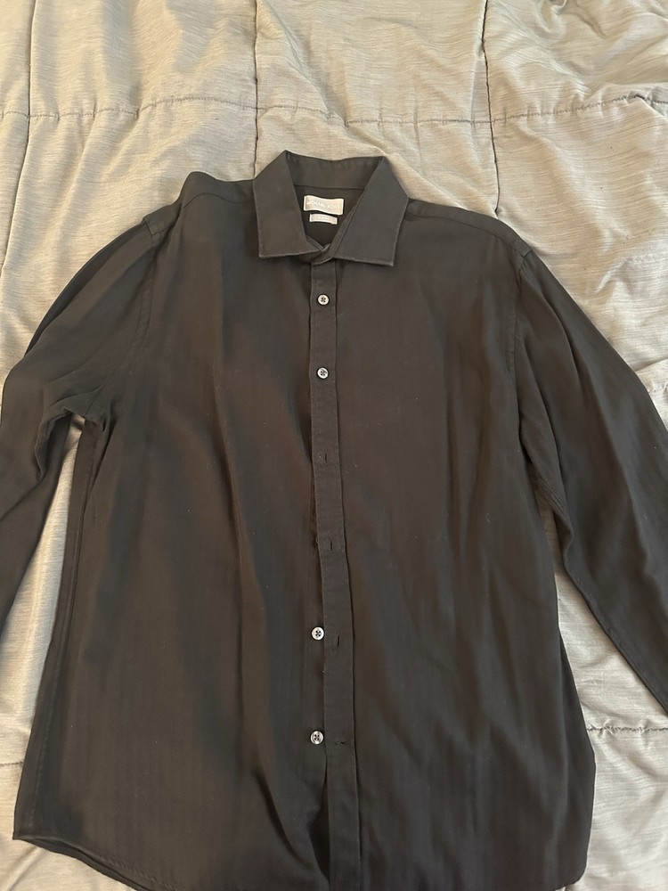 Men’s Large Slim Fit Michael Kors Black Long Sleeve Button-Down Dress Shirt