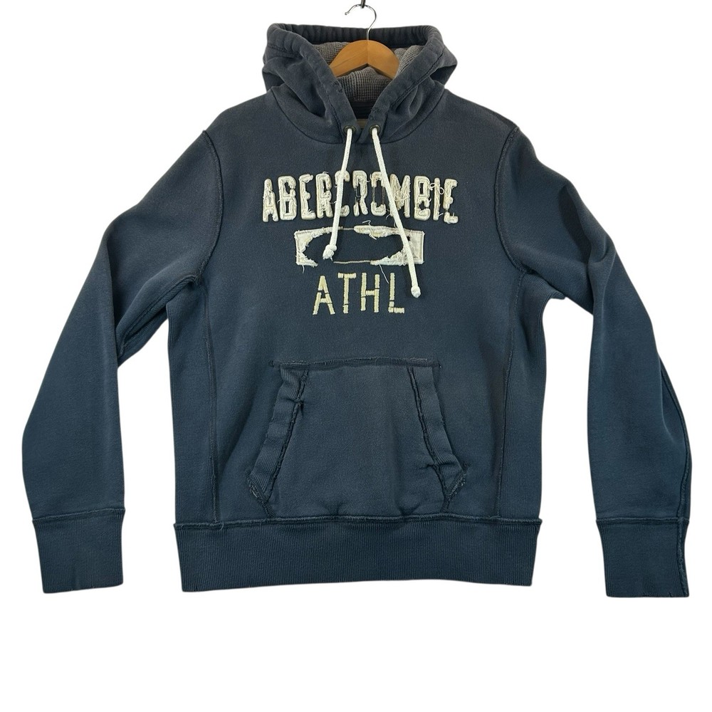 Vintage Y2K Abercrombie & Fitch Hoodie Mens Sz M Blue Distressed Sweatshirt