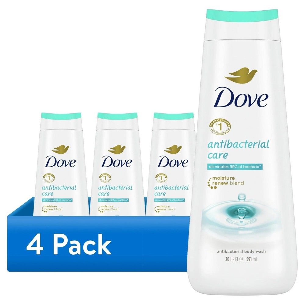 (4 pack) Dove Care and Protect Antibacterial Daily Use Softening Body Wash