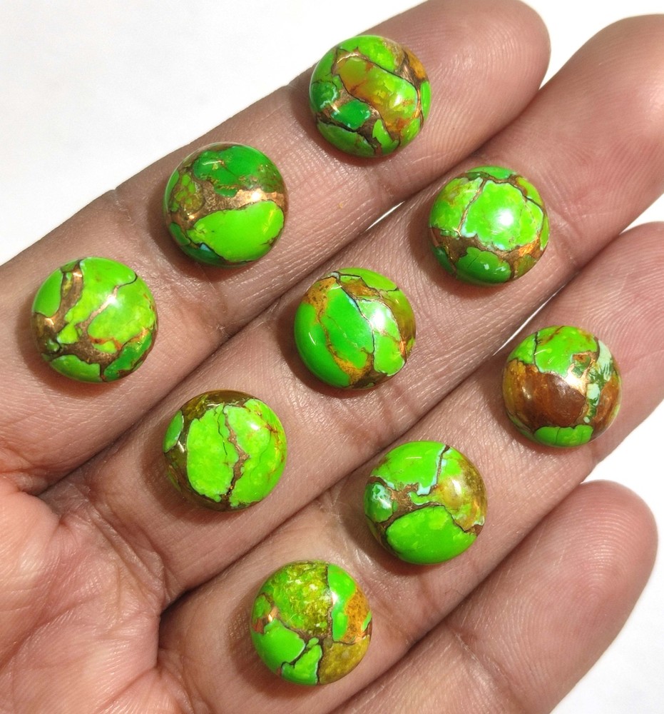 Natural Round Green Copper Turquoise Cabochon Healing Gemstone Arizona  