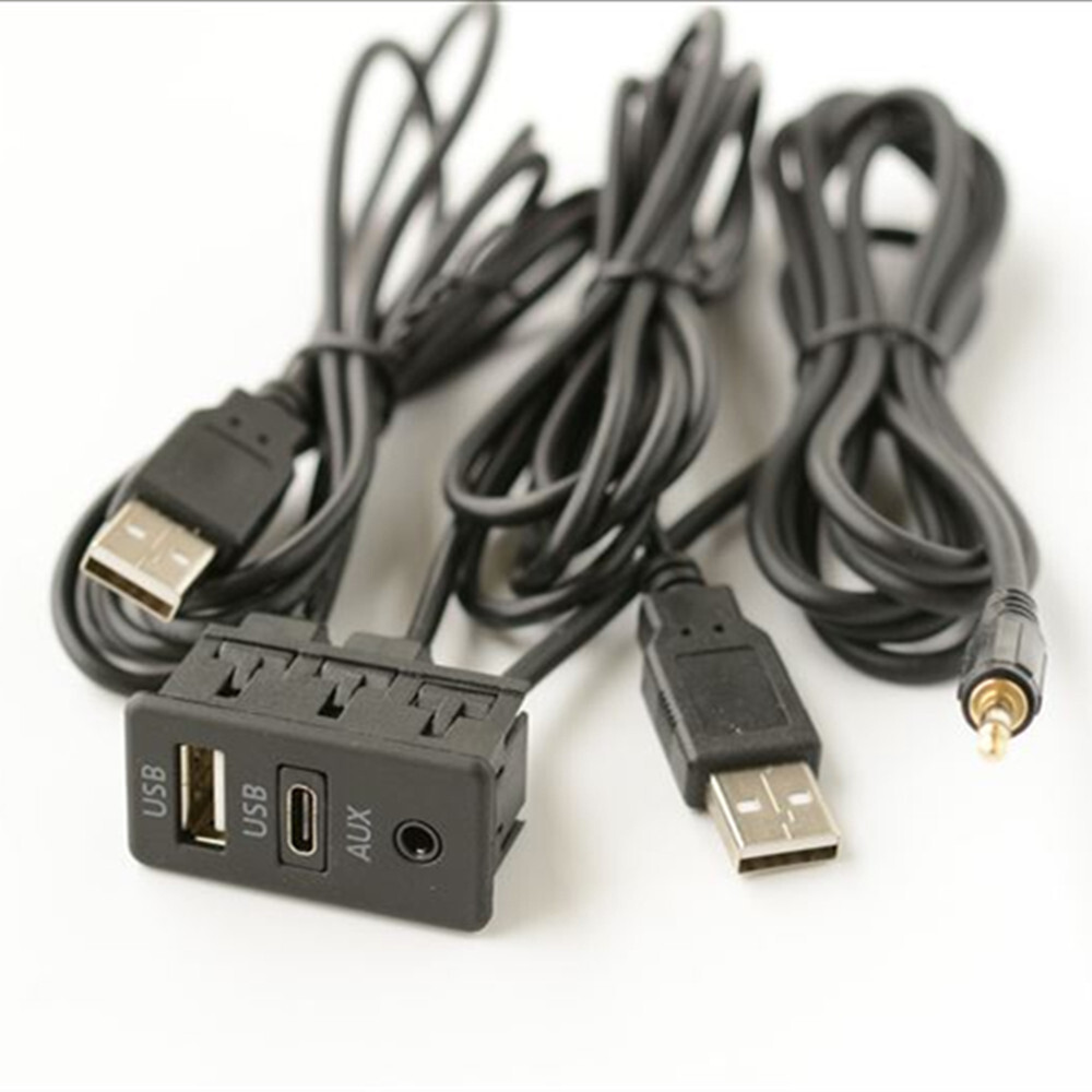 150cm Car Dash Flush Mount AUX USB-C Port Panel Extension Adapter Cable