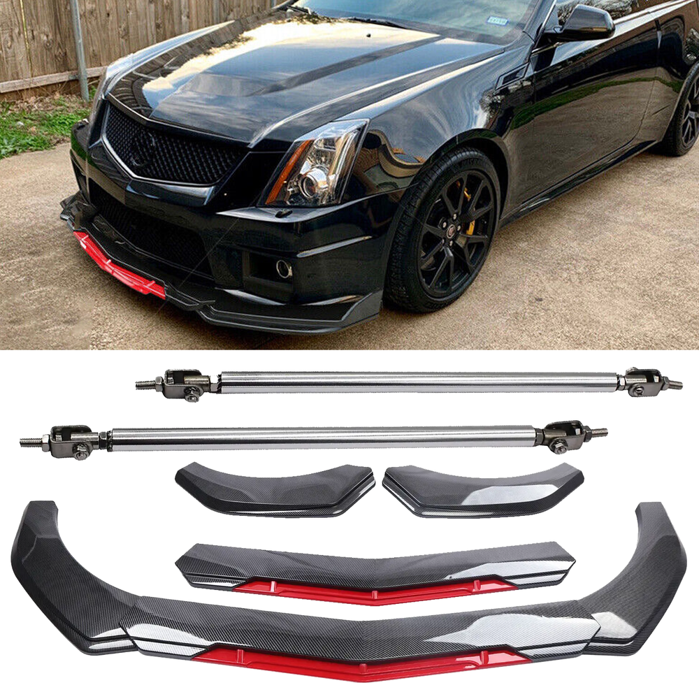 Cadillac XTS ATS Carbon Fiber Front Bumper Lip Spoiler Splitter Strut Rod