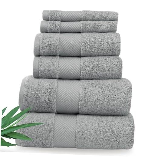 Ultra Soft & Plush Viscose from Bamboo Bath Towels - 700 GSM Pewter 6-Piece Set
