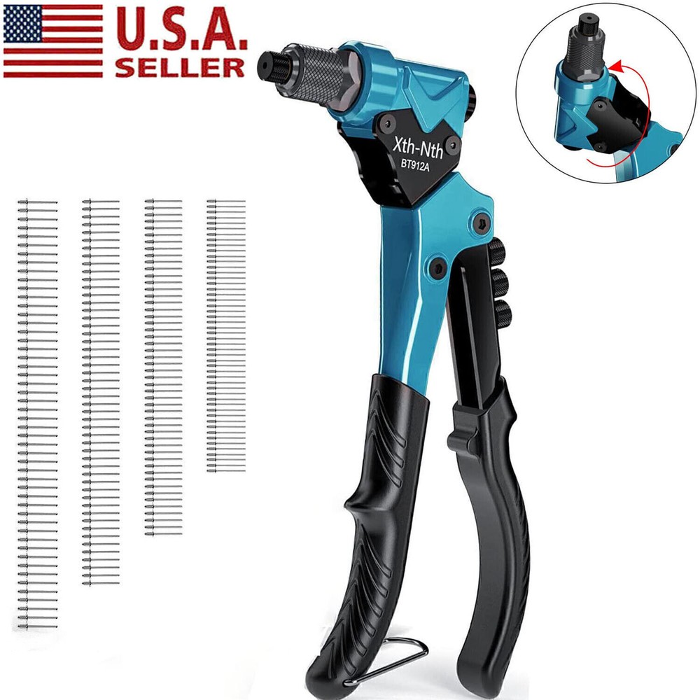 Heavy Duty Rivet Gun Manual Rivet Gun Kit with 4 Tool-Free Pieces & 200 Rivets