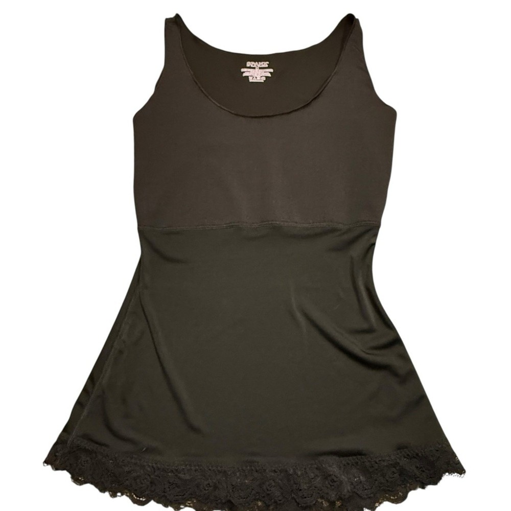 SPANX Elegant Black Lace Trim Tank Shapewear Medium