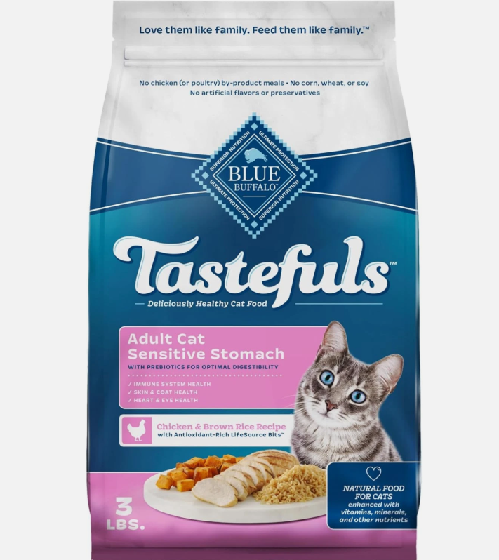 Natural Dry Food for Adult Cats, Sensitive Stomach, Chicken & Brown Ri