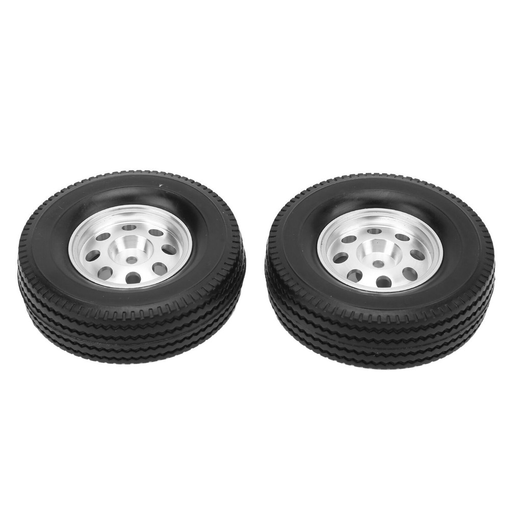 2PCS CNC Metal Wheel Rims & Rubber Tires Kit for Tamiya Tractor Truck  