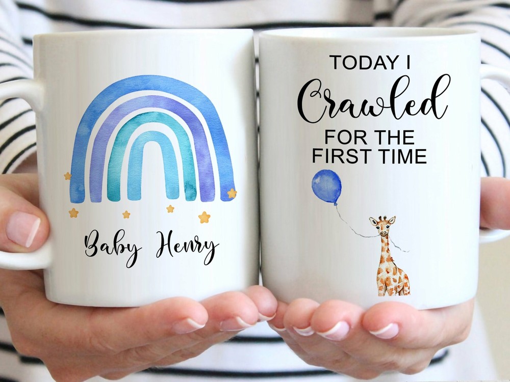 Personalized Today I Crawled Over For The First Time Mug Baby Shower Gift