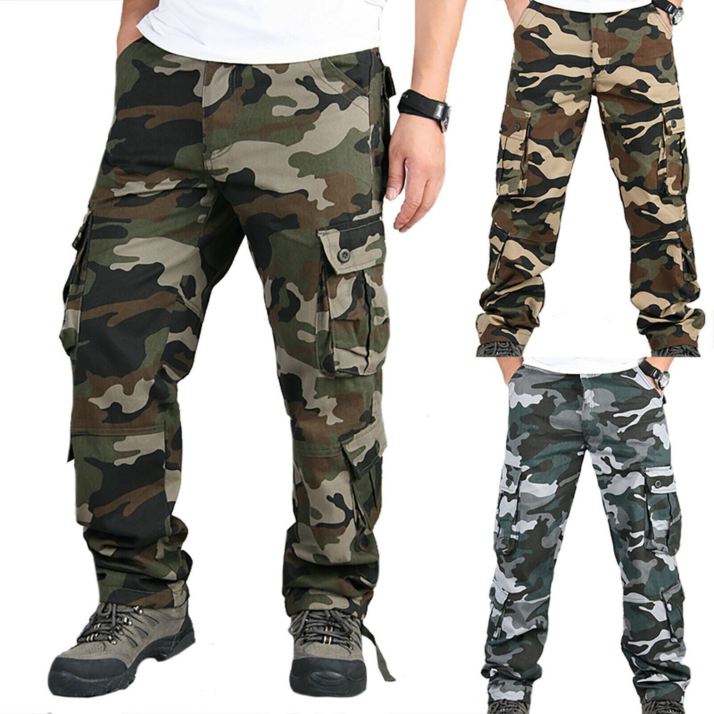 Men's Tactical Cargo Combat Pants Military Camo Casual Trousers