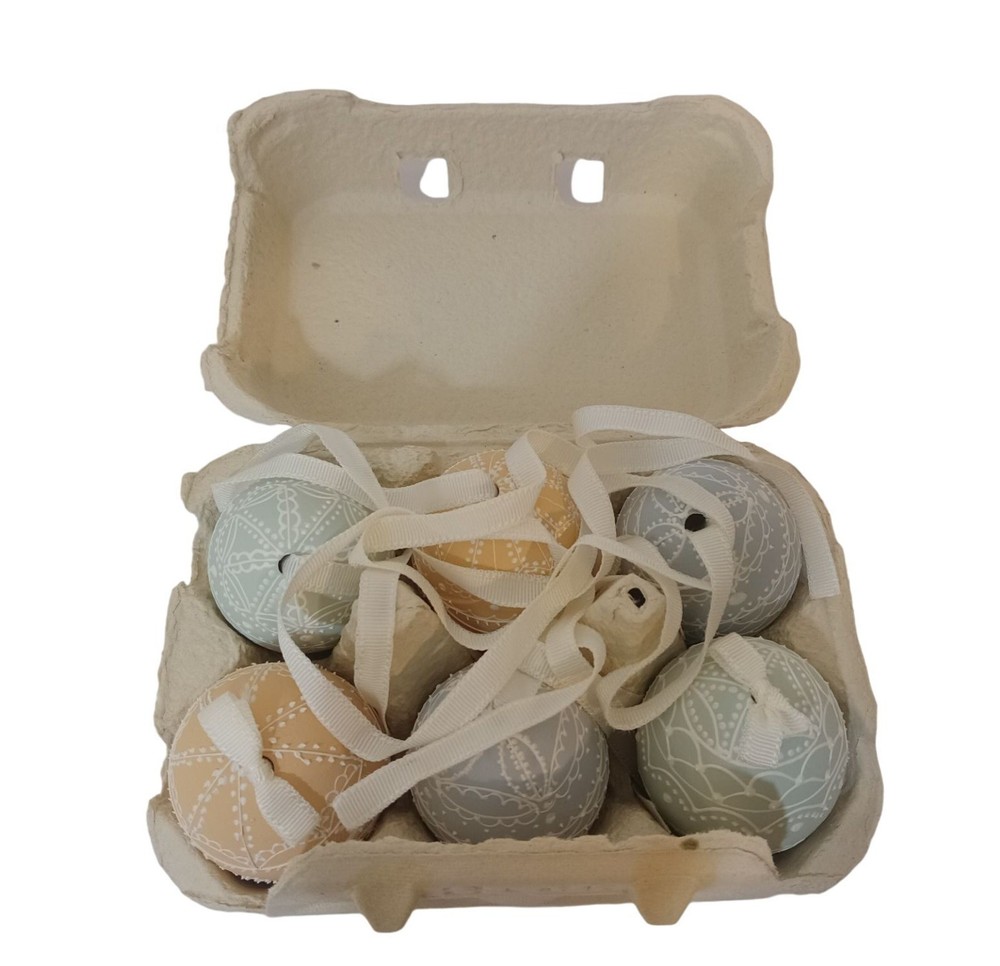 Egg Tree Ornaments Pastel Colors Blue Green Beige In Carton Set Of 6