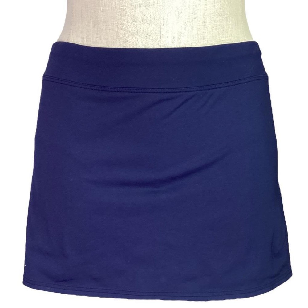 Lands End Womens Size 12 Mini Swim Skirt Bottom Blue Regular Fit Pull-On Lined Panty