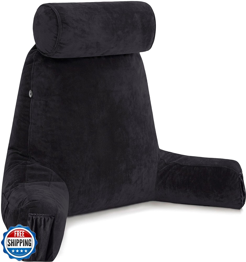 Husband Pillow Medium Black, Backrest for Kids, Teens, Petite Adults - Readin
