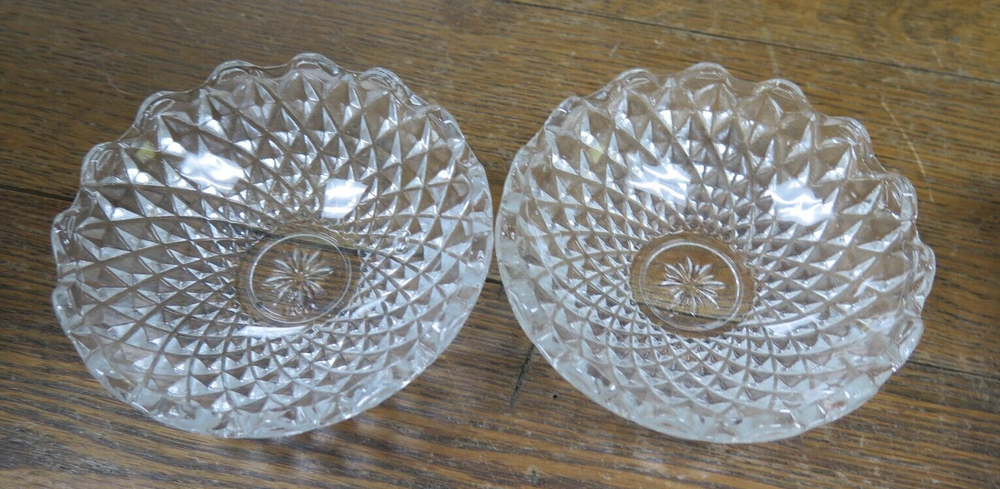 2 Vintage / Antique Clear Glass Candy Dishes 4