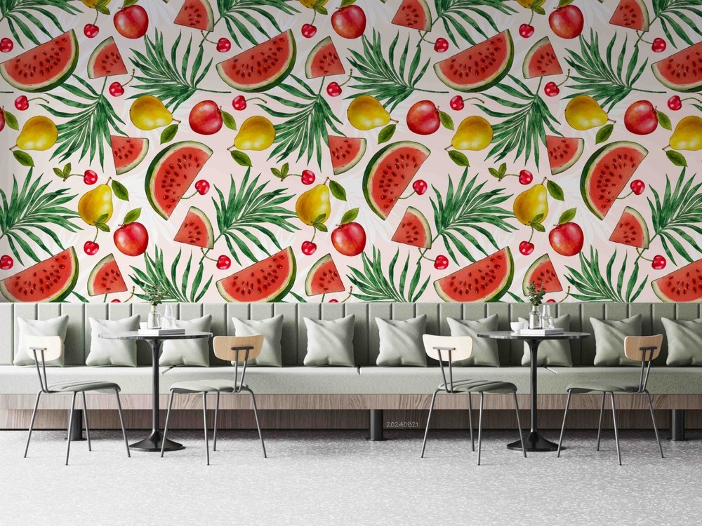 3D Fruit Leaves Pattern Wall Murals Wallpaper Murals Wall Sticker