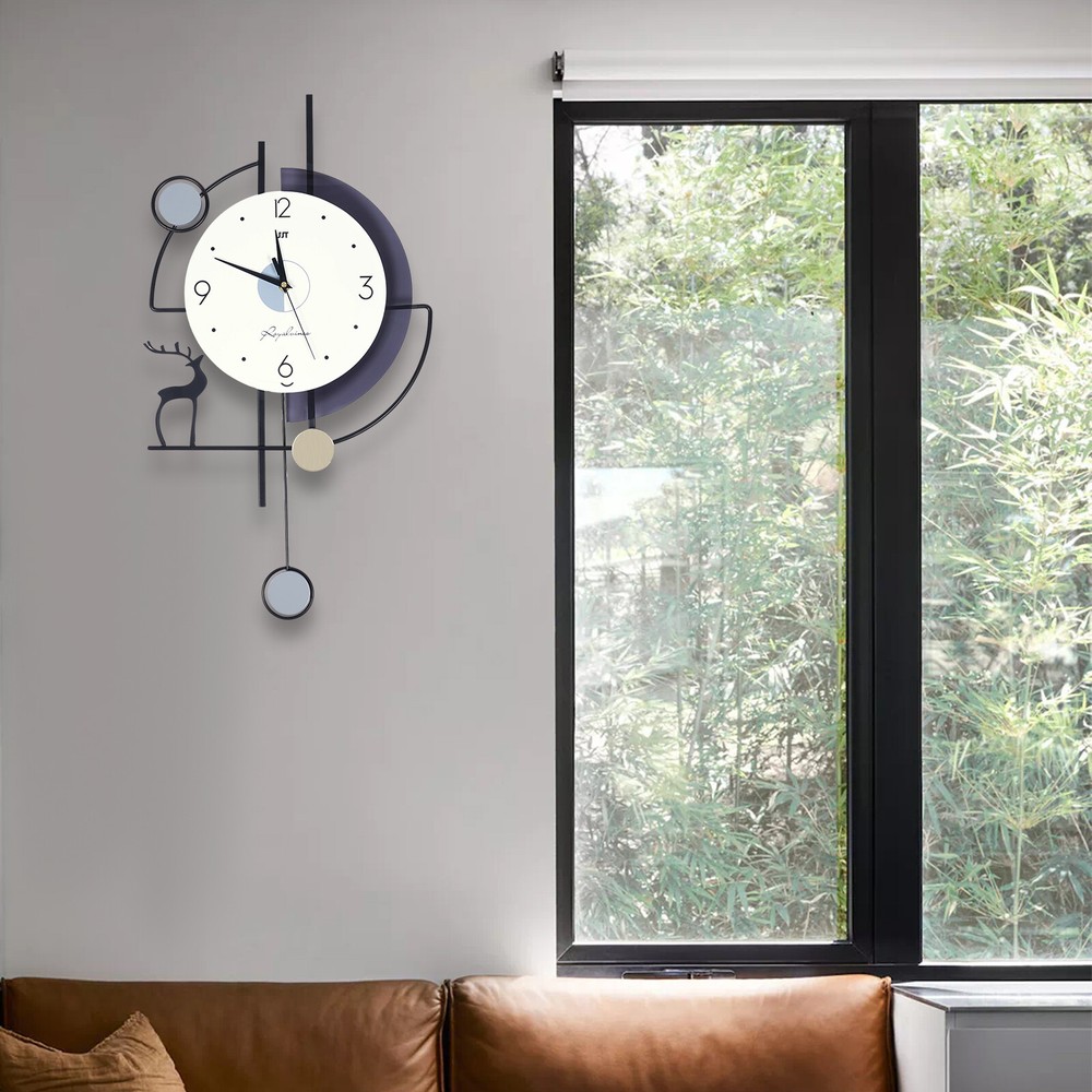 Vintage Large Mute Quartz Pendulum Wall Clock for Living Room Decor