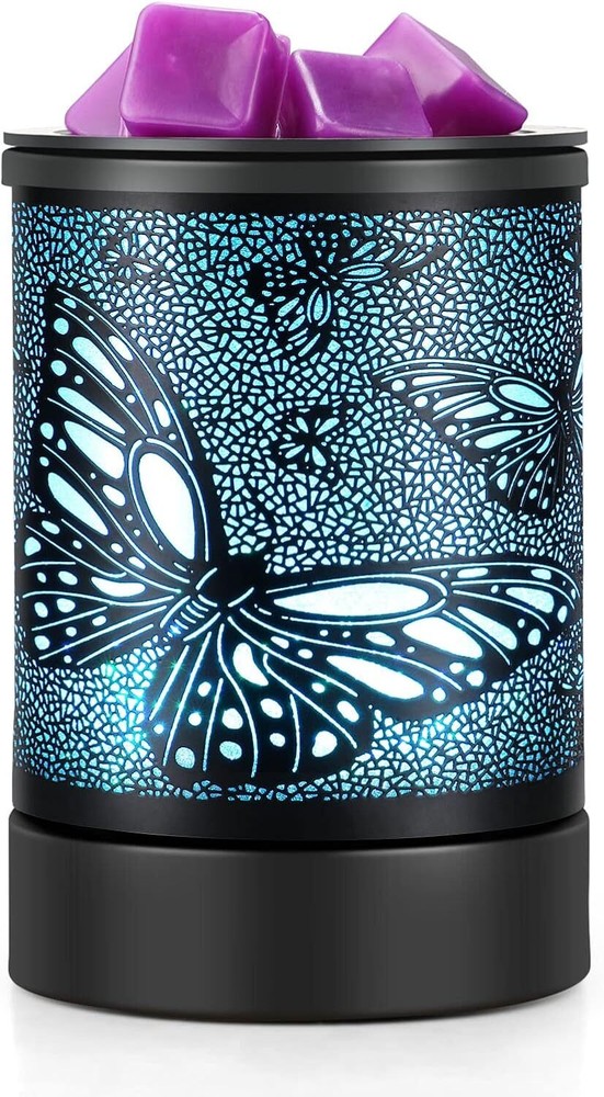 Electric Wax Melter Black Metal Oil Burner Led 7colors Candle Warmer...