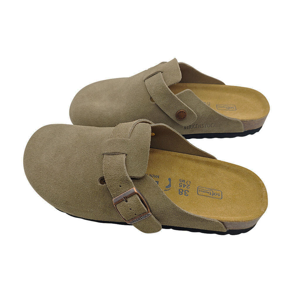Antelope Brown Birkenstock Boston Suede Leather Soft Footbed Clog Women's Shoes