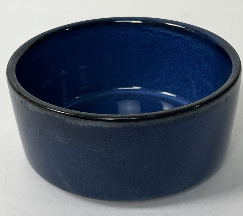 Blue Glazed Ceramic Pet Bowl Food Water Dish Dog Cat Glossy Pottery Medium 5 x 2