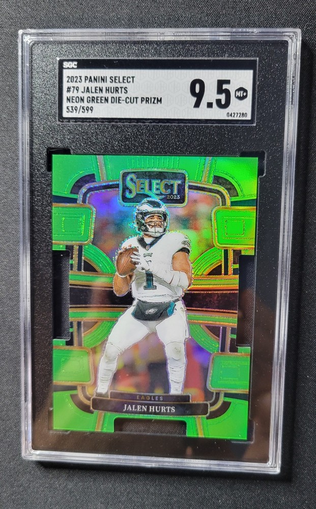 2023 Panini Select Jalen Hurts Concourse Neon Green Prizm Die-Cut 79/599  