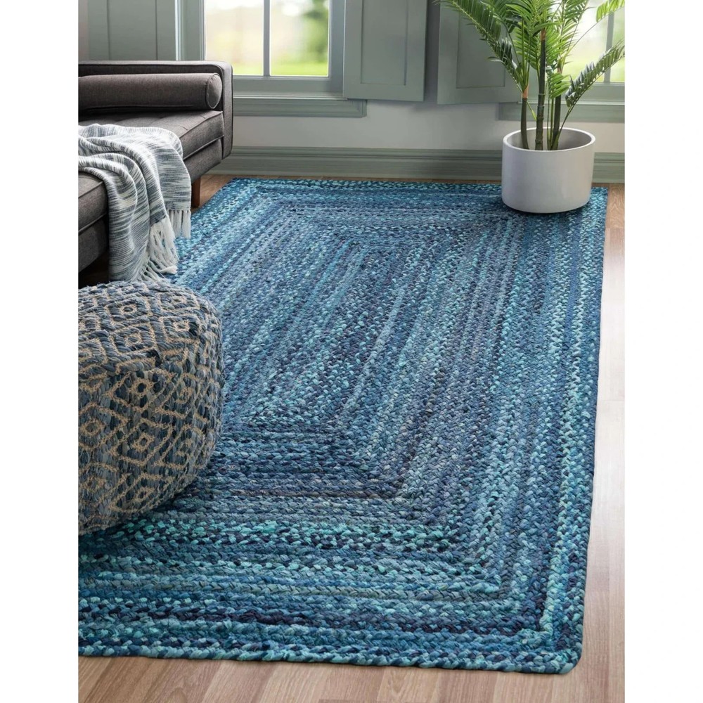 Rug 100% Natural Cotton Braided style Runner Rug Carpet Rustic look Handmade Rug