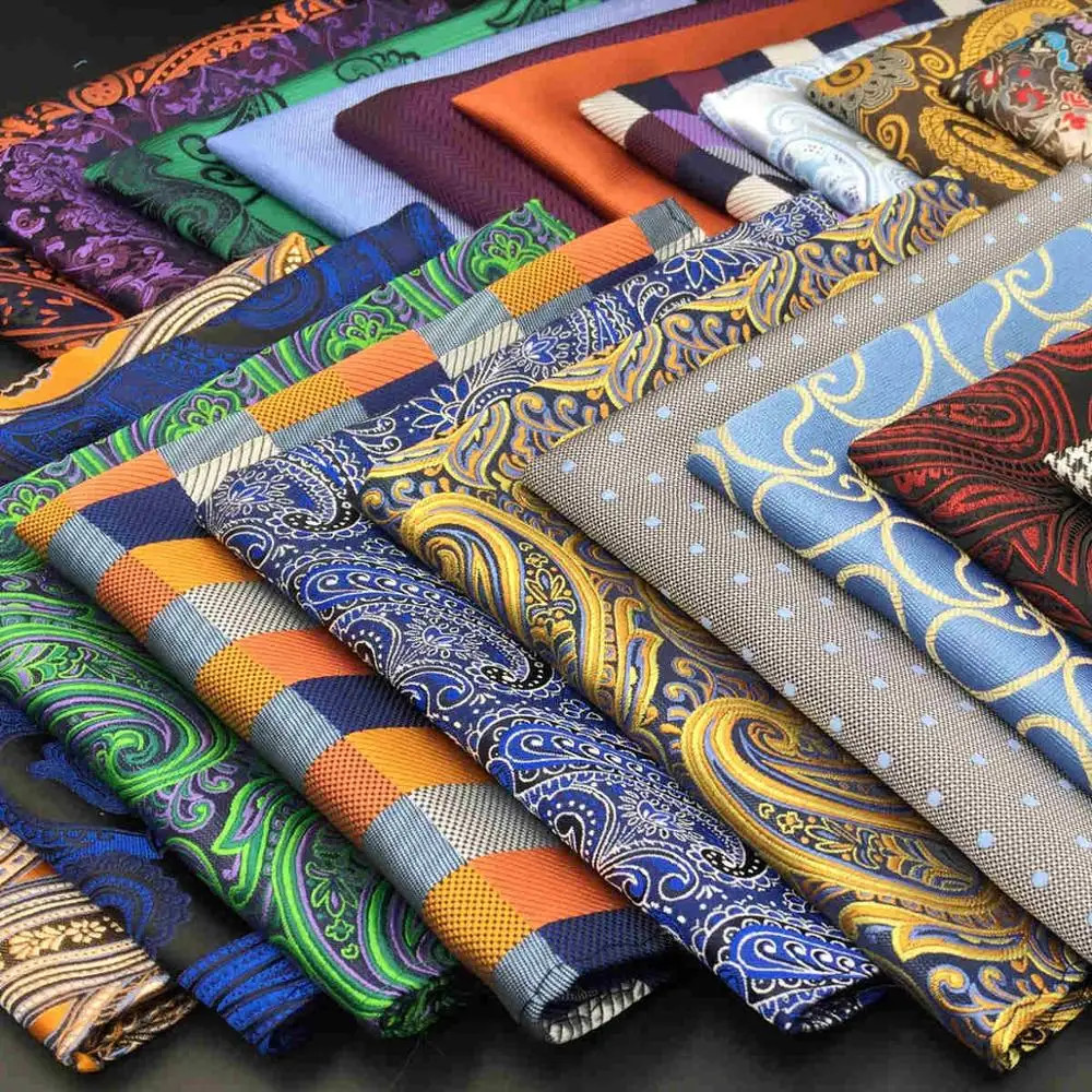 Colorful Mens Pocket Square Multicolor Dot Paisley Classic Wedding Silk Handk...