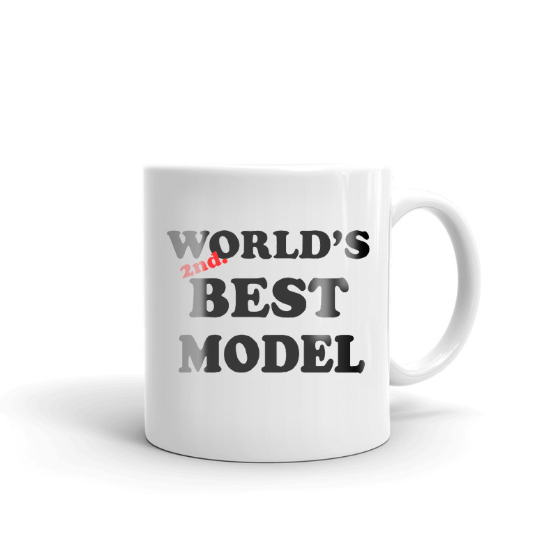 World's 2nd Best Model Coffee Tea Ceramic Mug Office Work Cup Gift