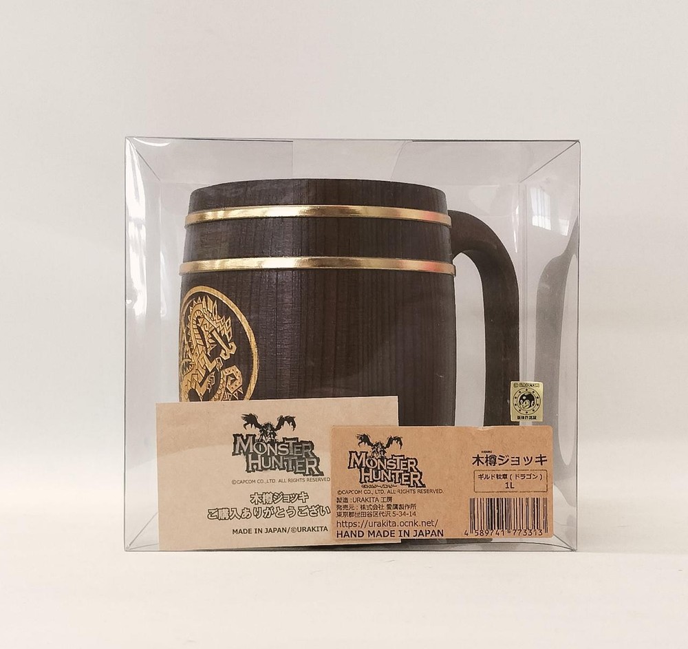 Capcom Monster Hunter Wooden Barrel Mug Guild Emblem Dragon
