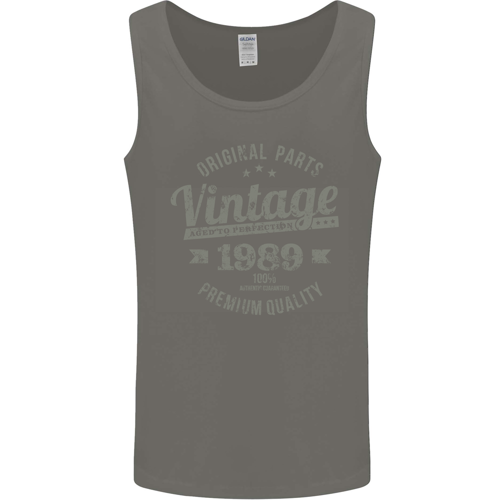 Vintage Year 36th Birthday 1989 Mens Vest Tank Top Charcoal