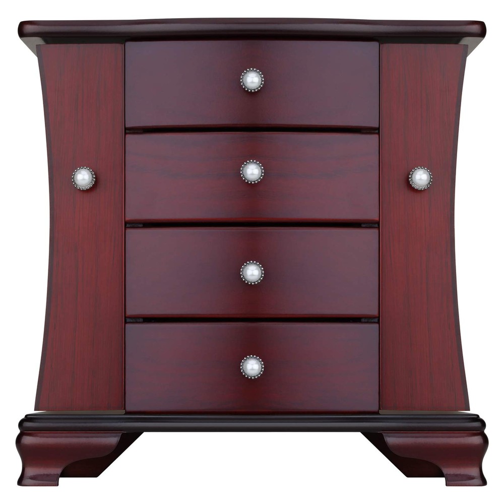 Jewelry Box - Made of Solid Wood with Tower Style 3 Drawers Organizer and 2 S...