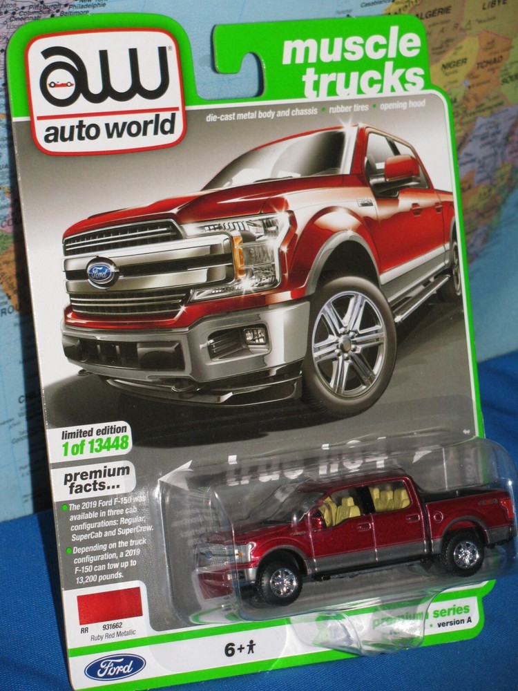 AW Auto World 2019 Ford F-150 Lariat Red Muscle Truck Brand New #3