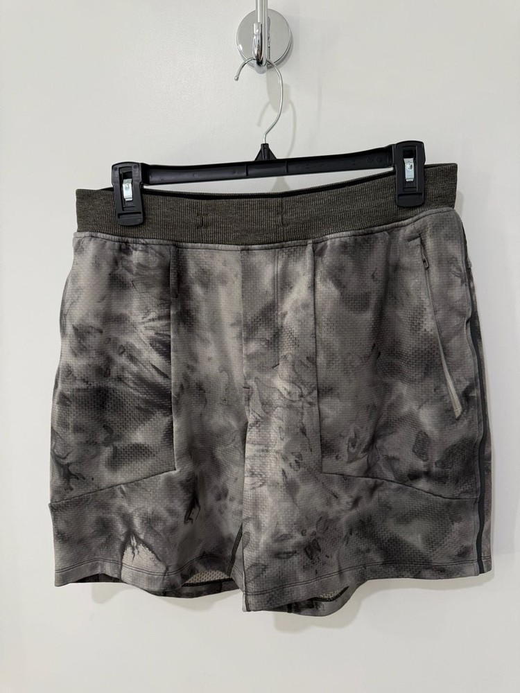 Lululemon Men's Textured Tech Short Linerless 7 inch In Shadow Tie Black Graphit