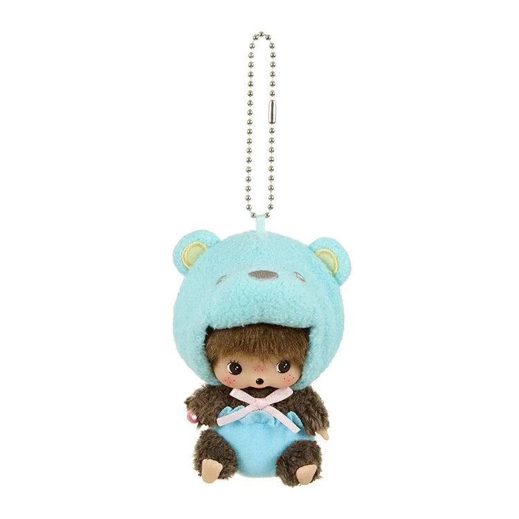 MONCHHICHI Animal Bebichhichi Blue Bear Mascot Holder Keychain