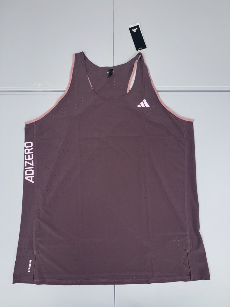 Adidas Adizero Running Singlet Tank IW6636 Shadow Fig Mens Size XL NWT $65