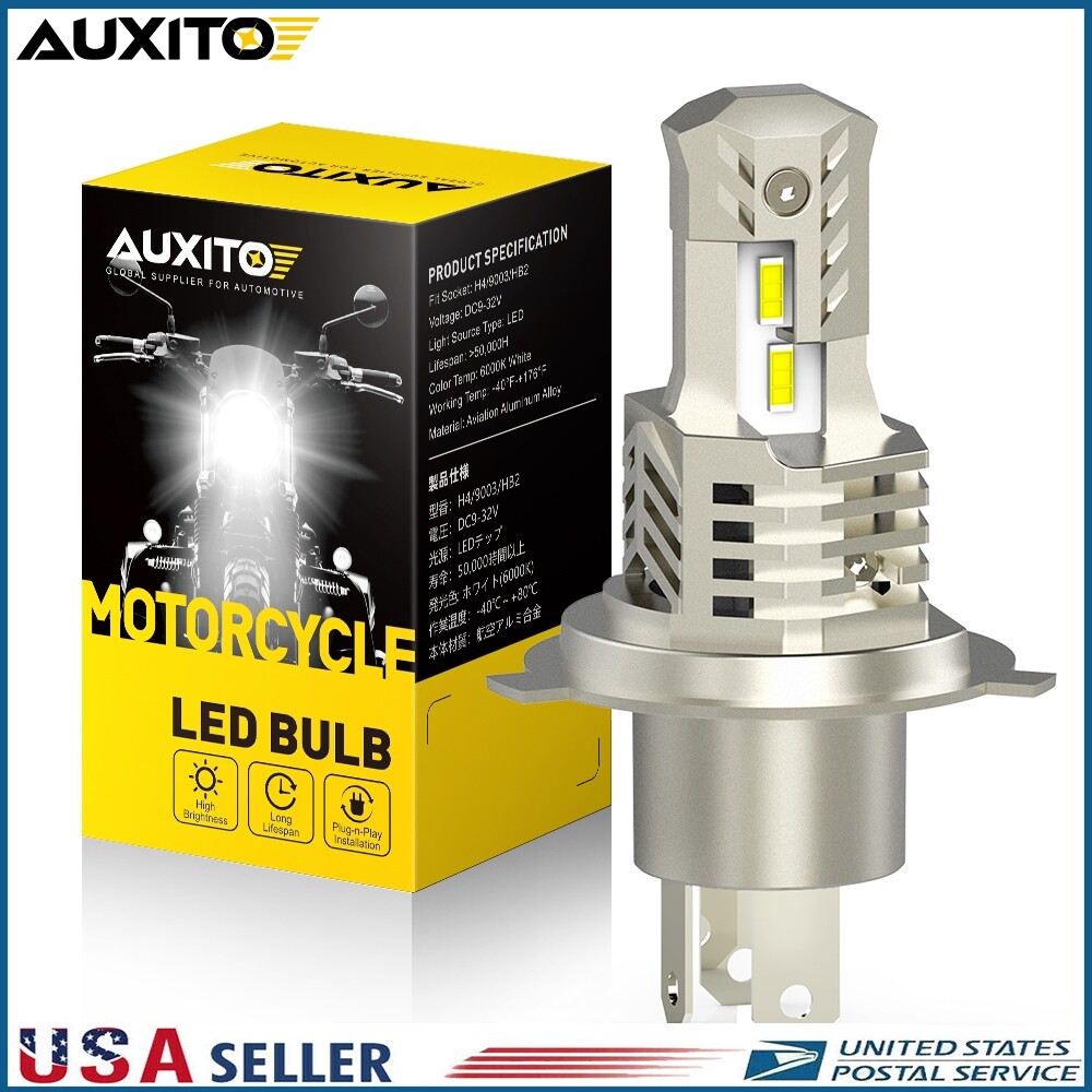 H4 9003 LED Motorcycle Headlight Bulb High/Low Beam 6000LM White High Power