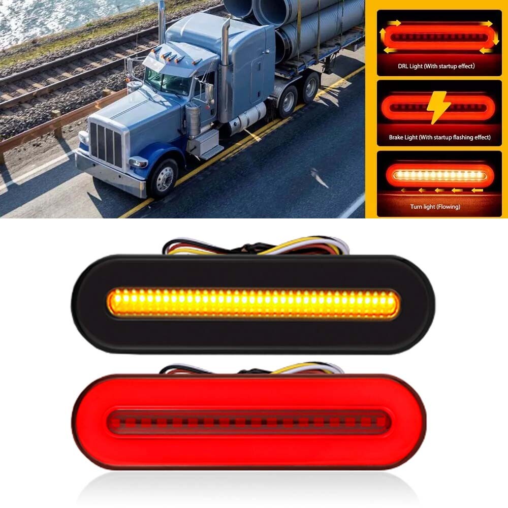 2PCS LED Car Truck DRL Light Bar Flowing Turn Signal Stop Brake Tail Strip NEW
